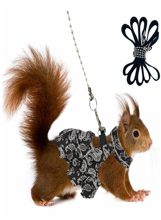 hokable Guinea Pig Harness Skirt Clothes and Leash, Adjustable Hamster Ferret Harness and Leash Set, No Pull Walking Vest for Ferrets, Chinchillas and Similar Small Animals (Black S - Image 1